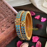 Kada Kundan Bangle -Blue-G4801